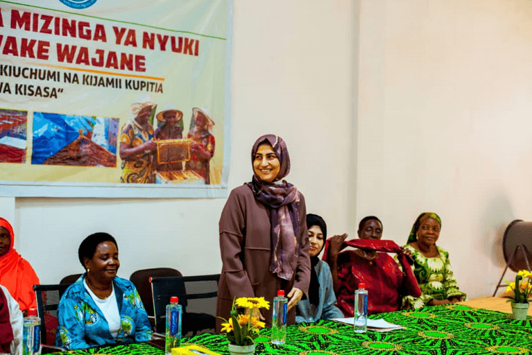 Lalji foundation director addressing widowed women in Kigoma